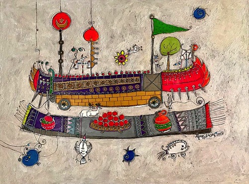 Ayfer Kalsın, 60x80 cm,
mixed media on canvas, 2023
Journey / Seyrüsefer series